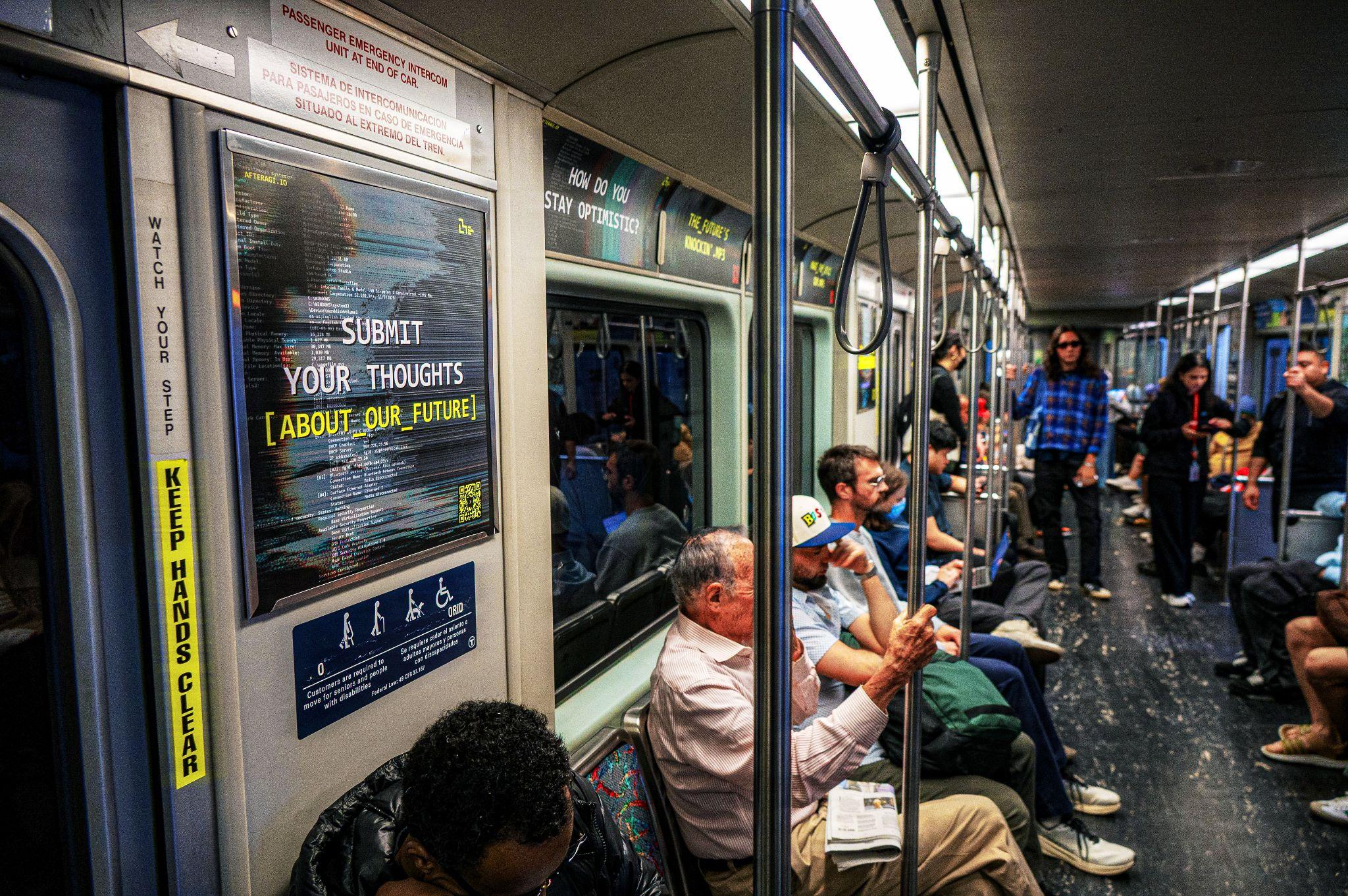 Subway posters polling the Public about A.I.