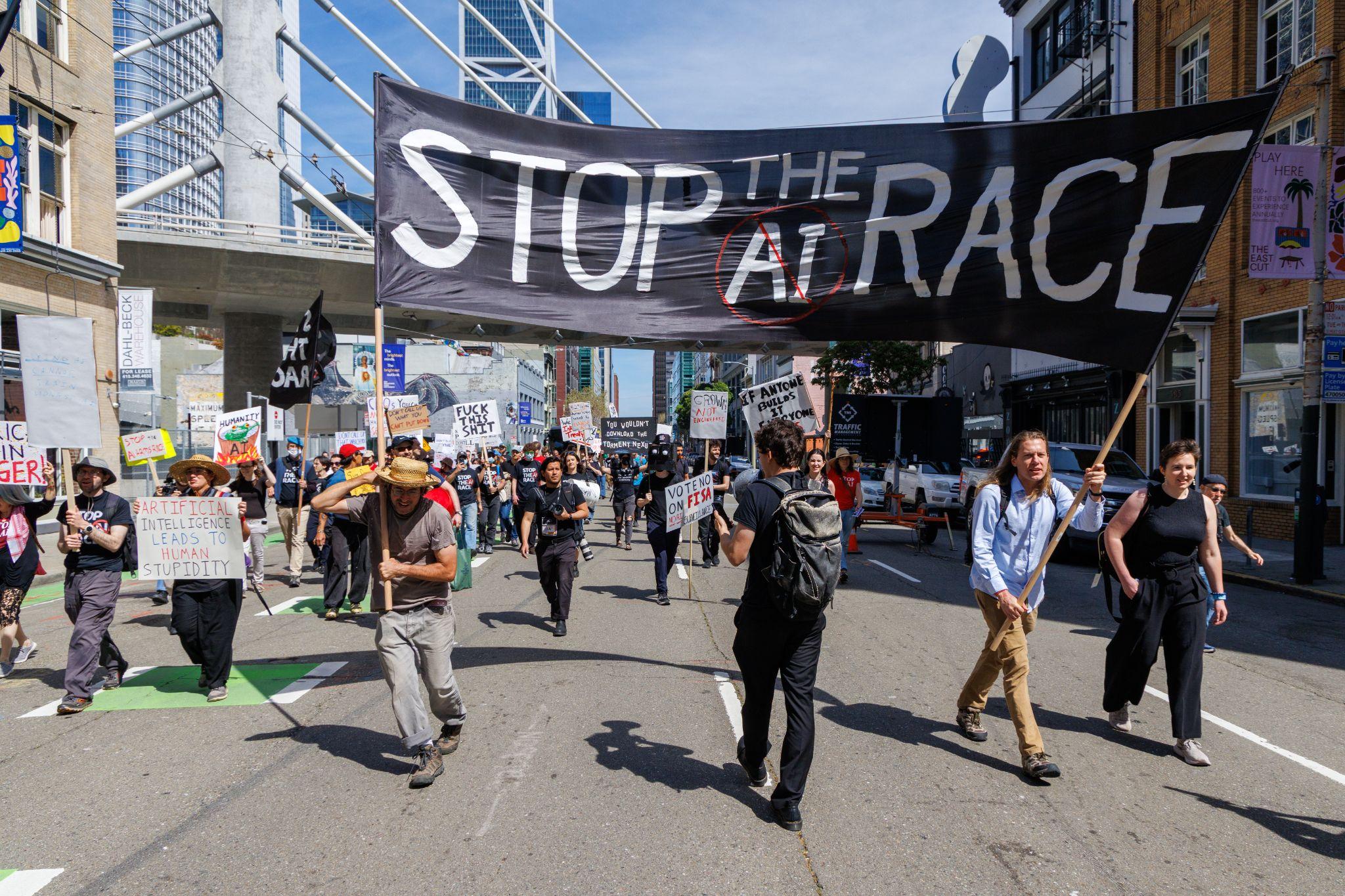 Protester on the street in downtown San Francisco. Photo by: Jeff Baker